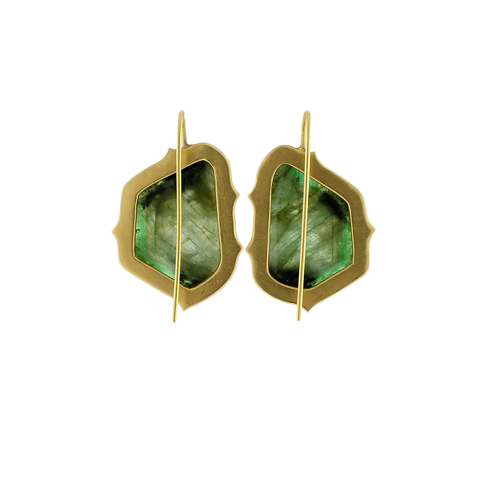 SYLVA & CIE-Amazon Trapezoid Emerald Earrings-YELLOW GOLD