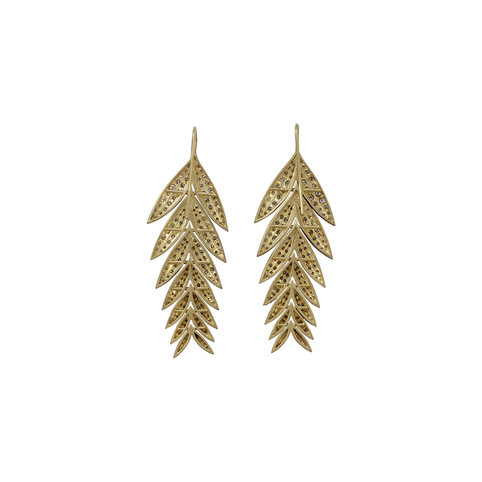 SYLVA & CIE-Diamond Feather Earrings-YELLOW GOLD