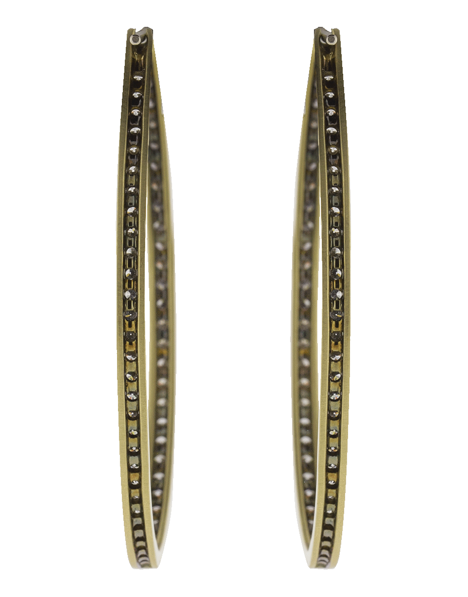 SYLVA & CIE-Diamond Oval Hoop Earrings-YELLOW GOLD