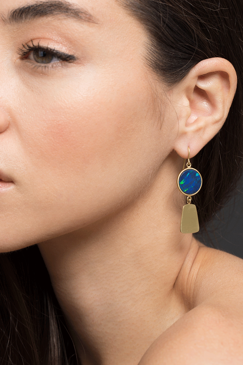 SYLVA & CIE-Maya Collection Opal Earrings-YELLOW GOLD