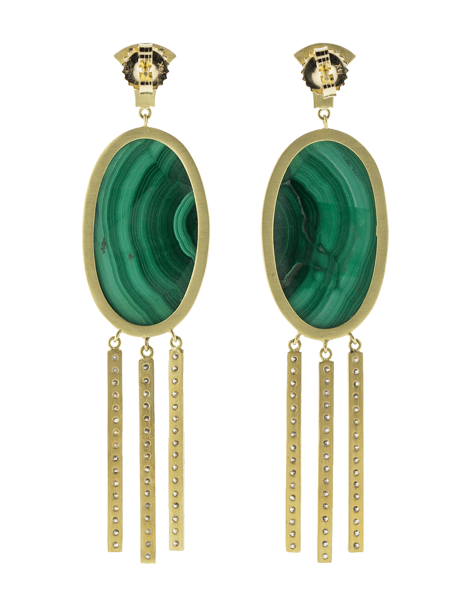 SYLVA & CIE-Oval Malachite Earrings-YELLOW GOLD