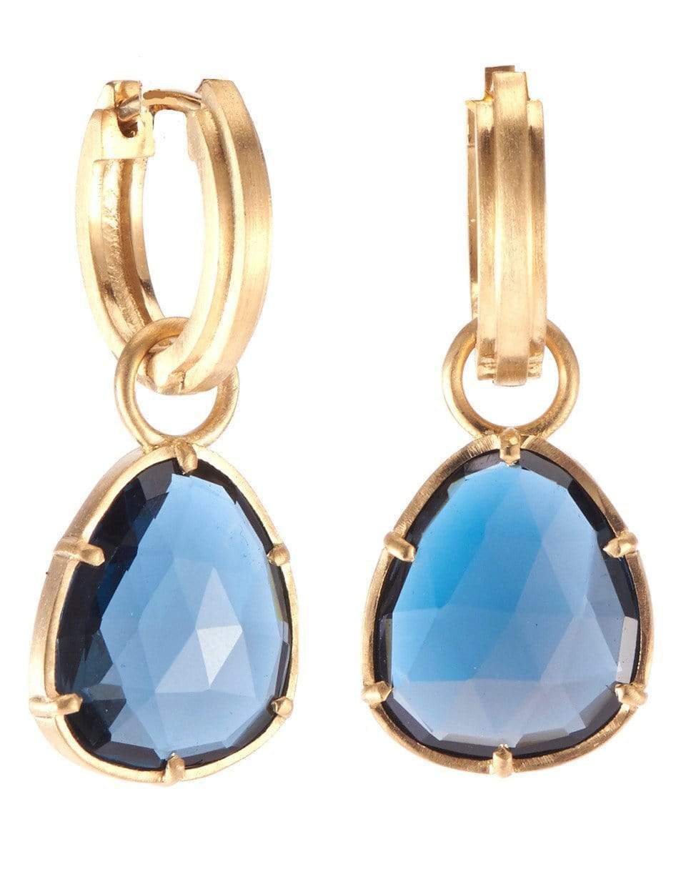 SYLVA & CIE-Pear Faceted Blue Topaz Earrings-YELLOW GOLD