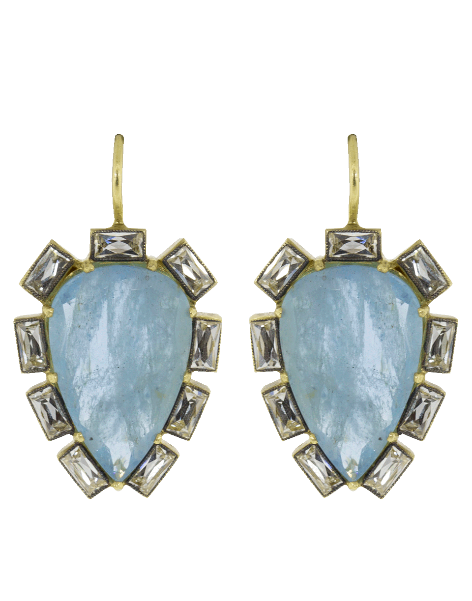 SYLVA & CIE-Pear Shape Aquamarine And Diamond Earrings-YELLOW GOLD