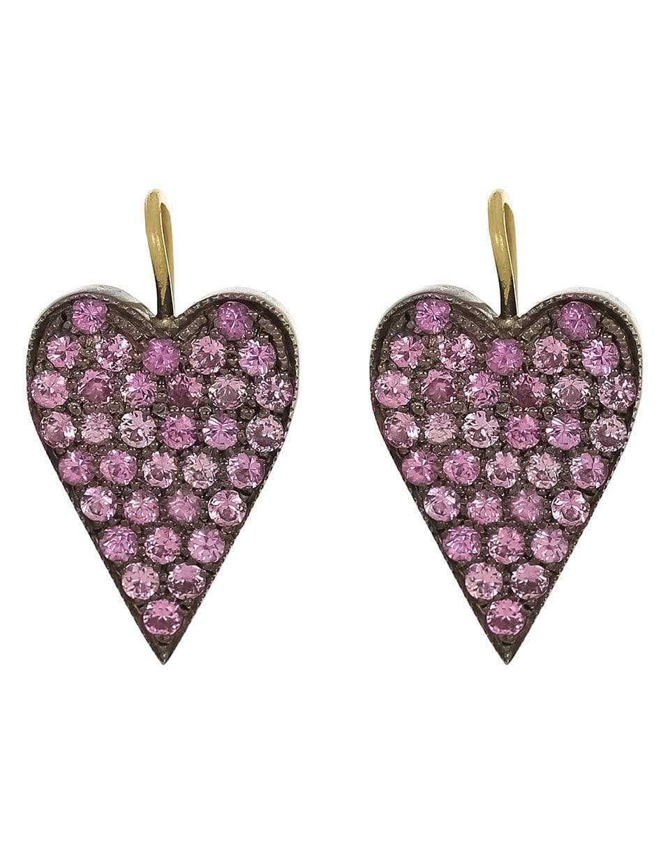 SYLVA & CIE-Pink Sapphire Heart Earrings-YELLOW GOLD