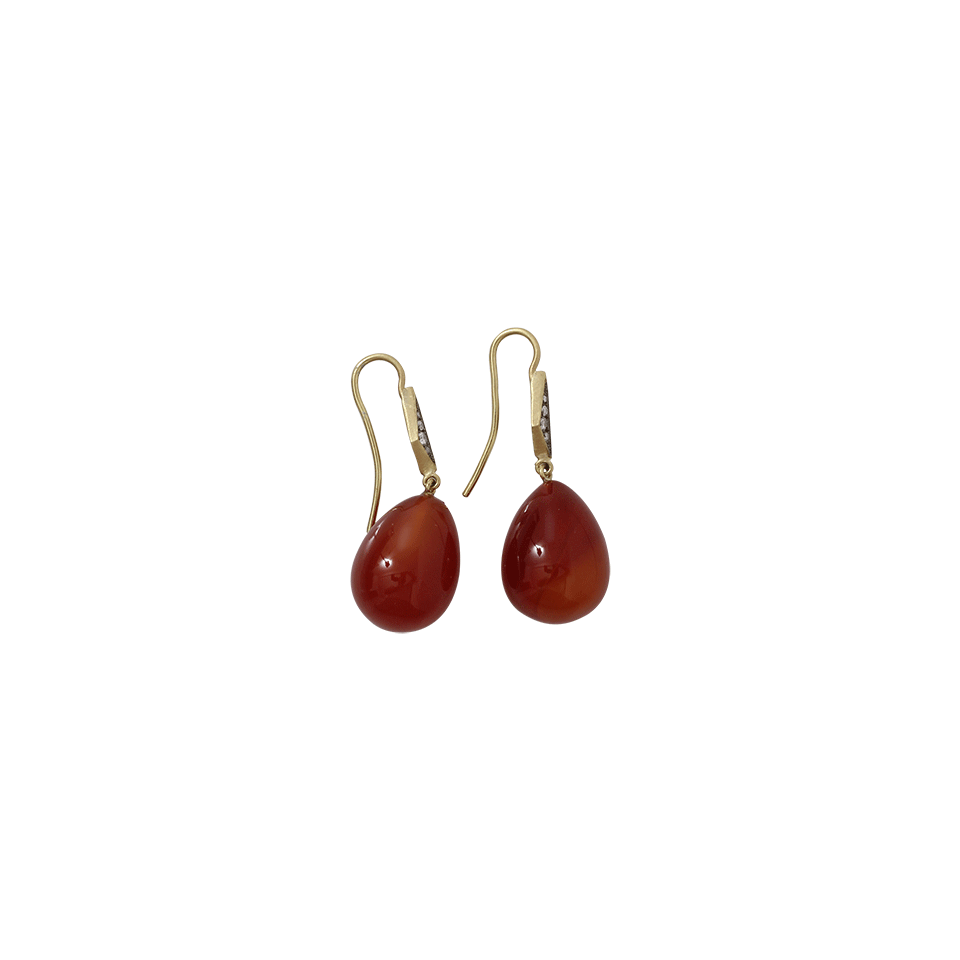 SYLVA & CIE-Red Agate Drop Earrings-YELLOW GOLD