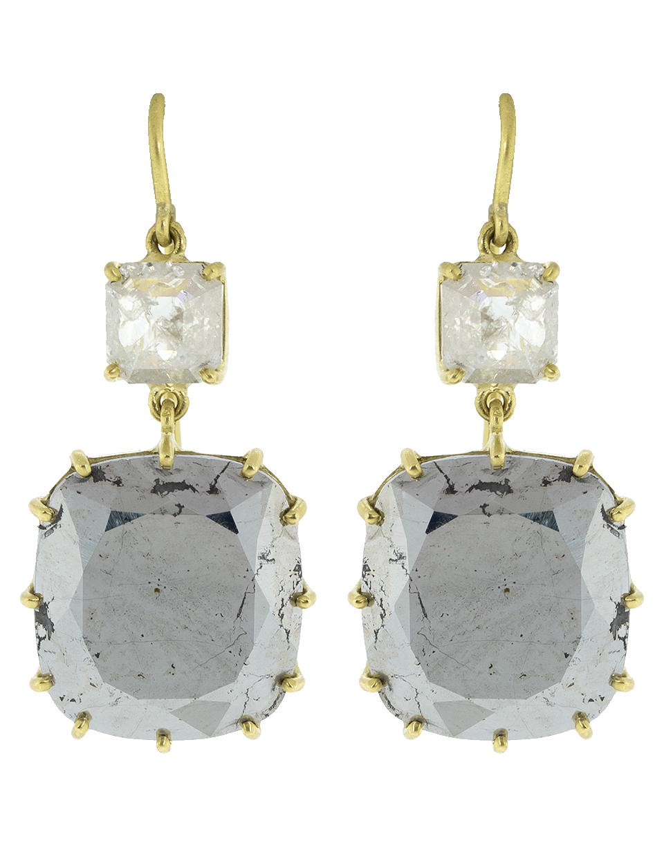 SYLVA & CIE-Rough Diamond and Silver Calcite Drop Earrings-YELLOW GOLD
