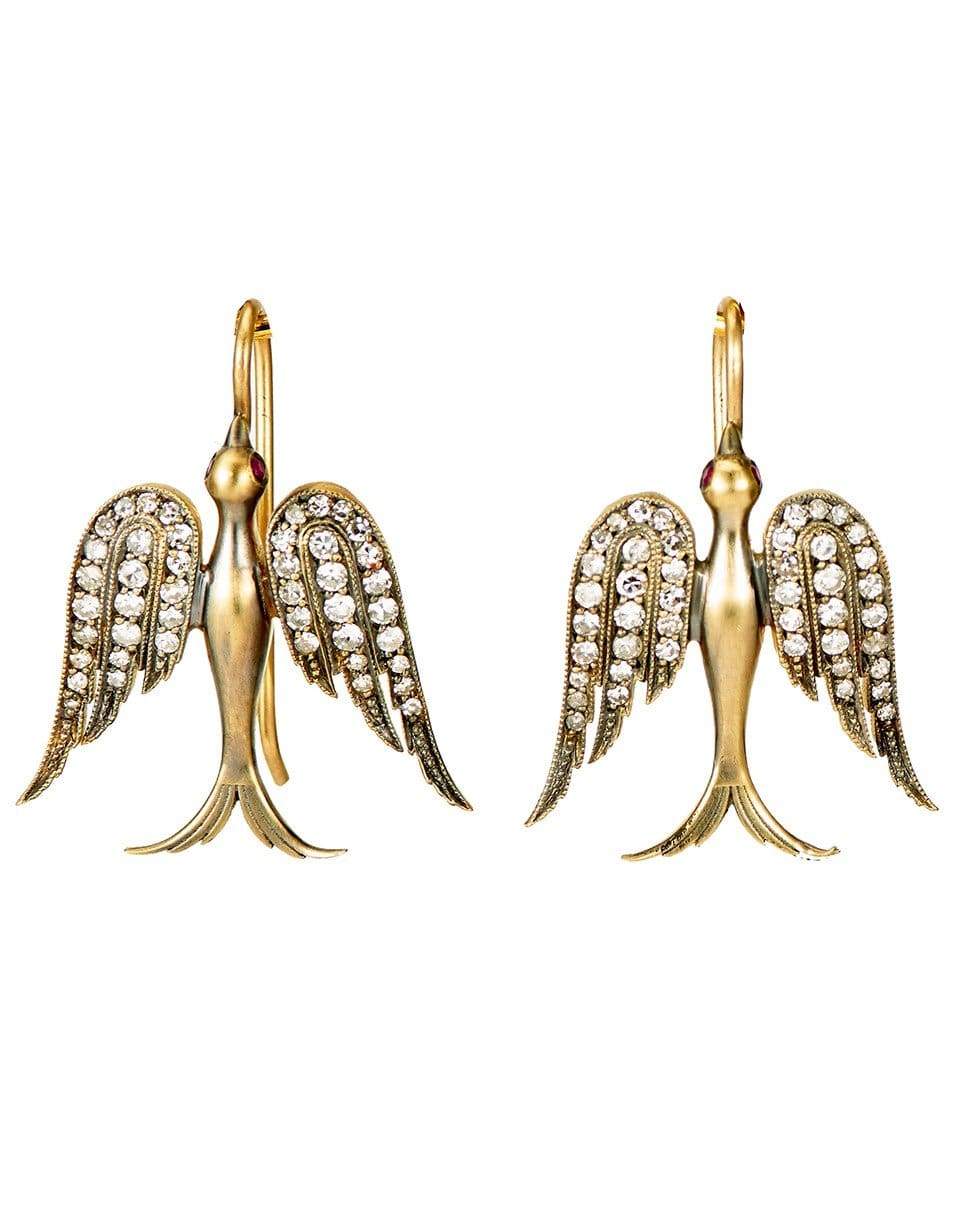 SYLVA & CIE-Small Diamond Swallow Earrings-YELLOW GOLD