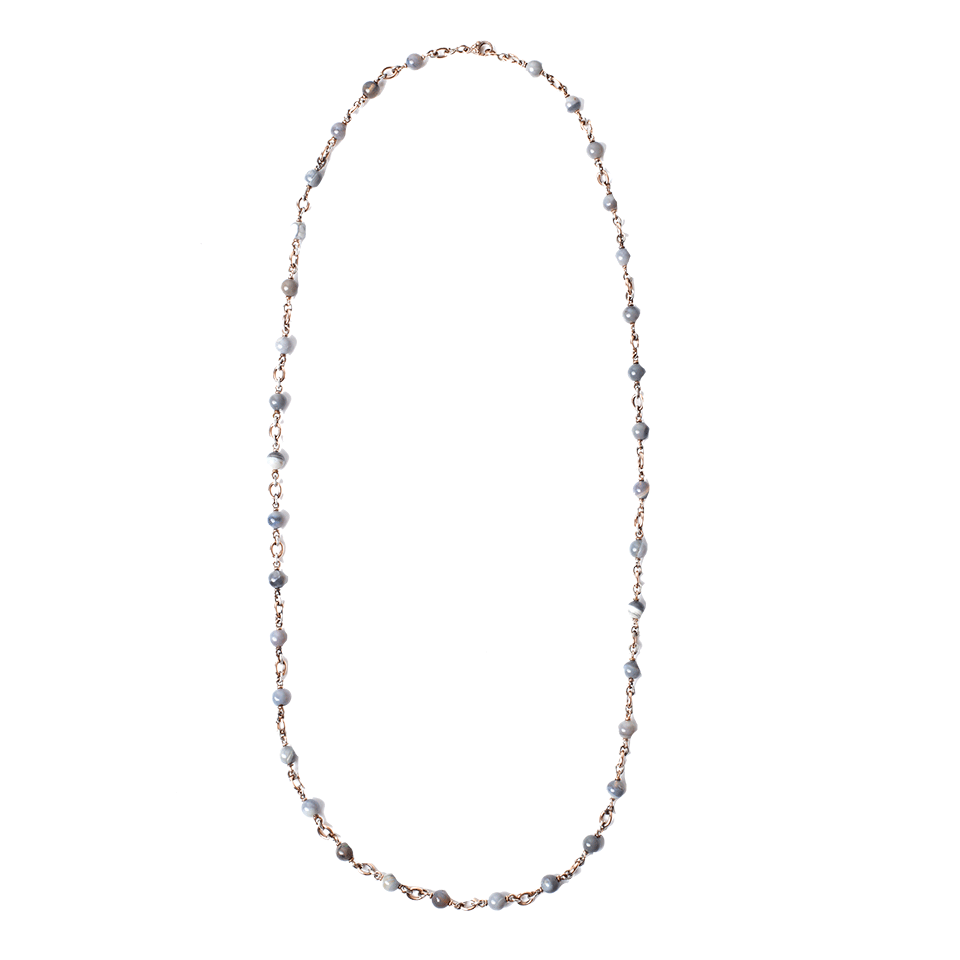 SYLVA & CIE-Blue Opal Bead Necklace-ROSE GOLD