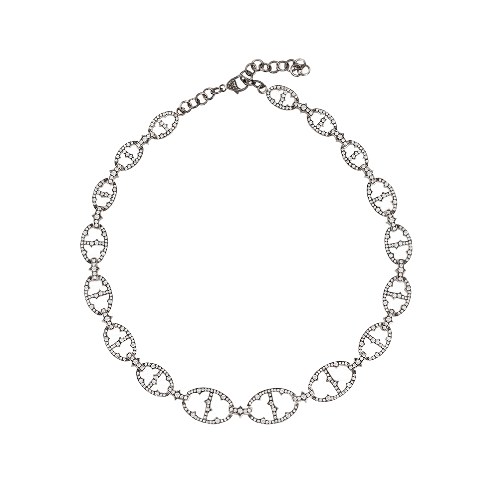 SYLVA & CIE-Diamond Oval Link Necklace-WHITE GOLD