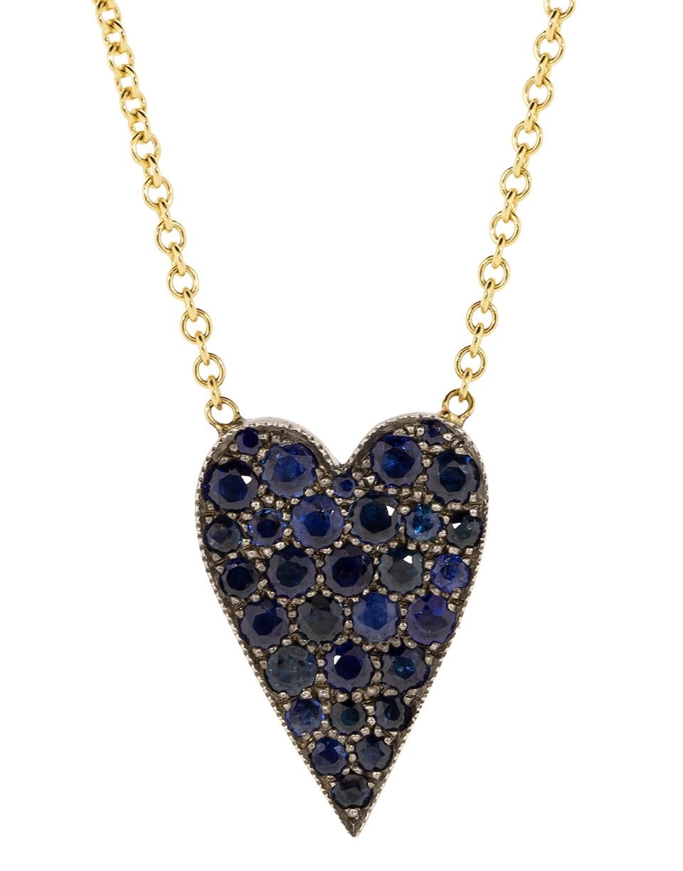 SYLVA & CIE-Blue Sapphire Heart Necklace-YELLOW GOLD