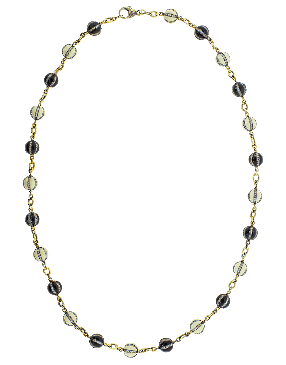 SYLVA & CIE-Diamond Black and White Enamel Bead Necklace-YELLOW GOLD