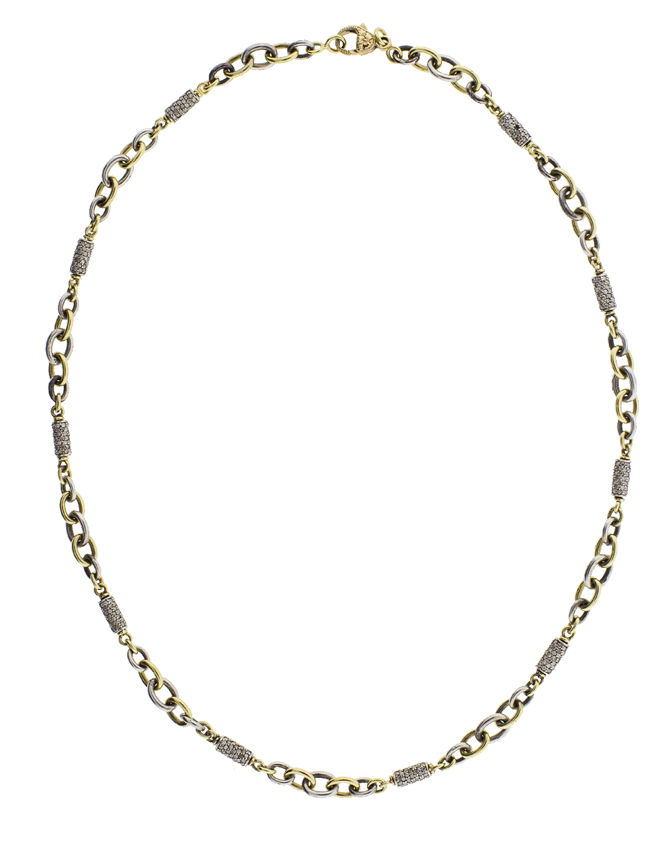 SYLVA & CIE-Diamond Pave Link Bullet Chain-YELLOW GOLD