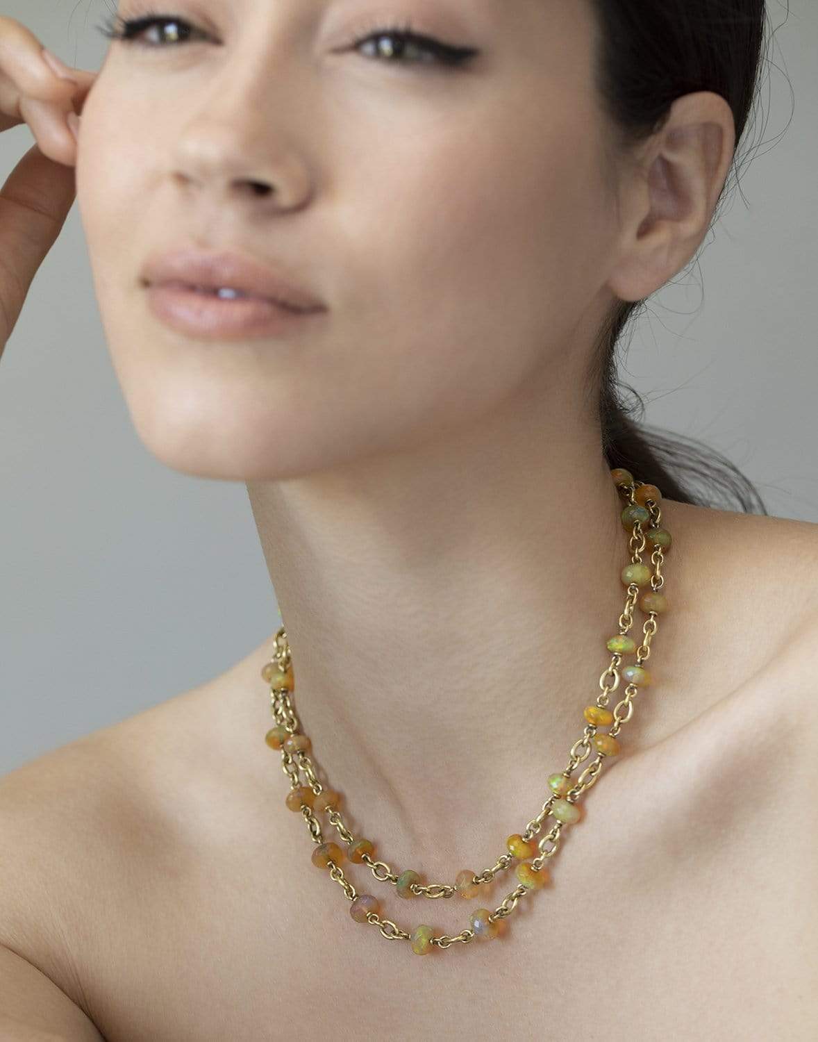 SYLVA & CIE-Ethiopian Opal Bead Necklace-YELLOW GOLD