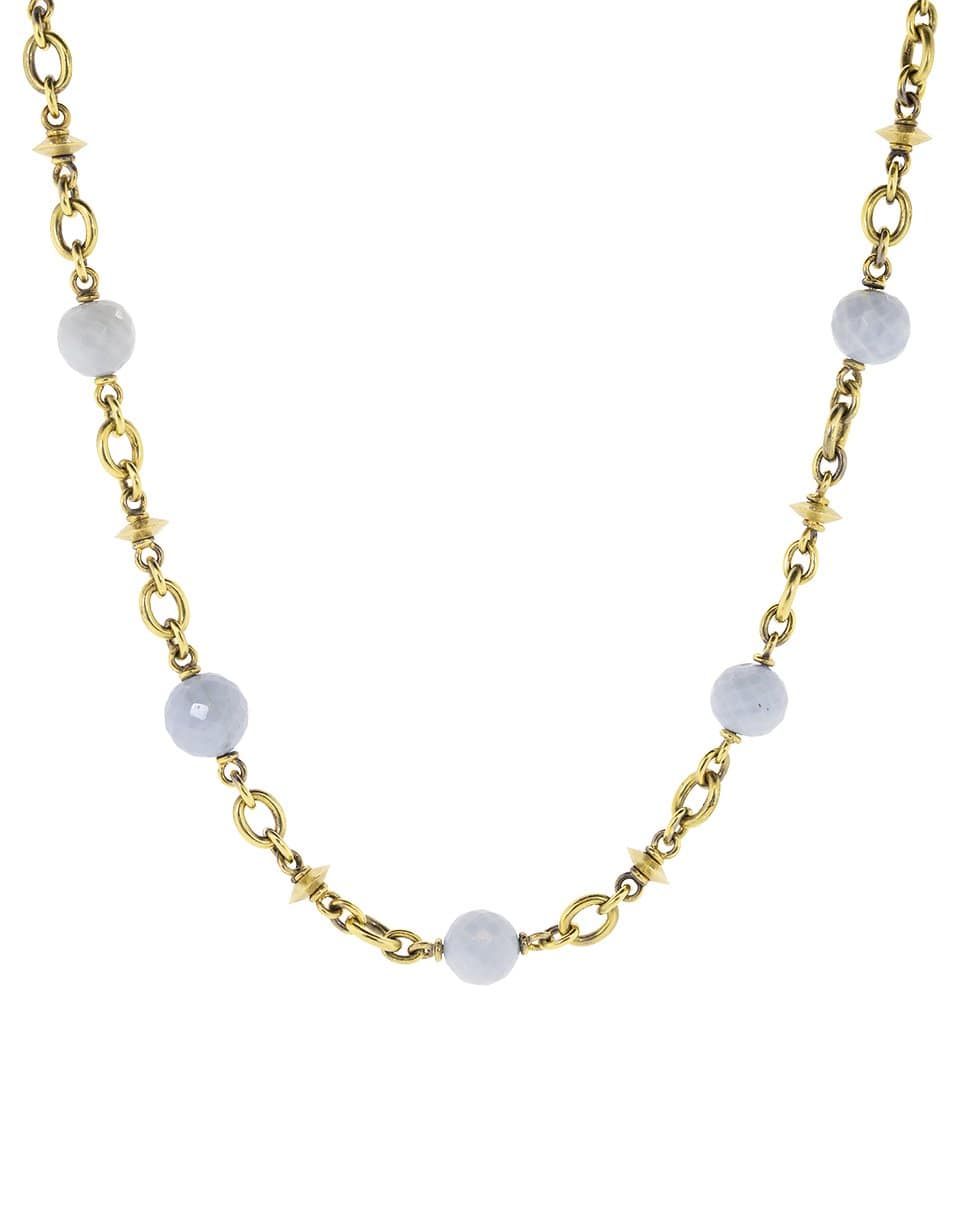 SYLVA & CIE-Faceted Blue Opal Bead Necklace-YELLOW GOLD