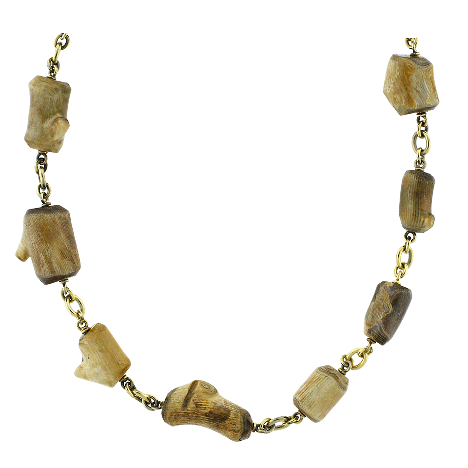 SYLVA & CIE-Fossilized Alaskan Coral Bead Necklace-YELLOW GOLD