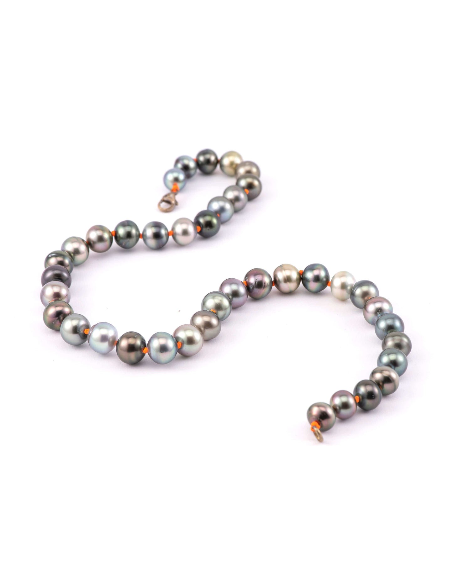 SYLVA & CIE-Neon Orange South Sea Pearl Threaded Necklace-YELLOW GOLD