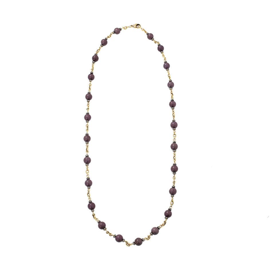 SYLVA & CIE-Purple Stone Bead Necklace-YELLOW GOLD