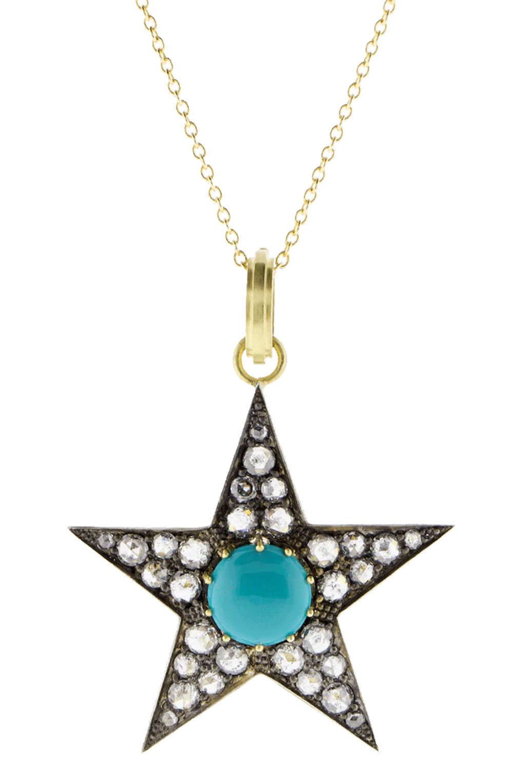SYLVA & CIE-Large Turquoise Star Pendant-YELLOW GOLD