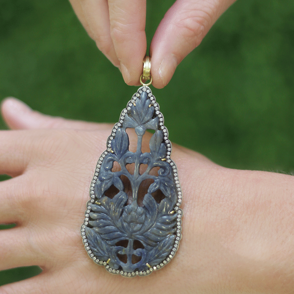 SYLVA & CIE-Carved Sapphire Pendant-YELLOW GOLD