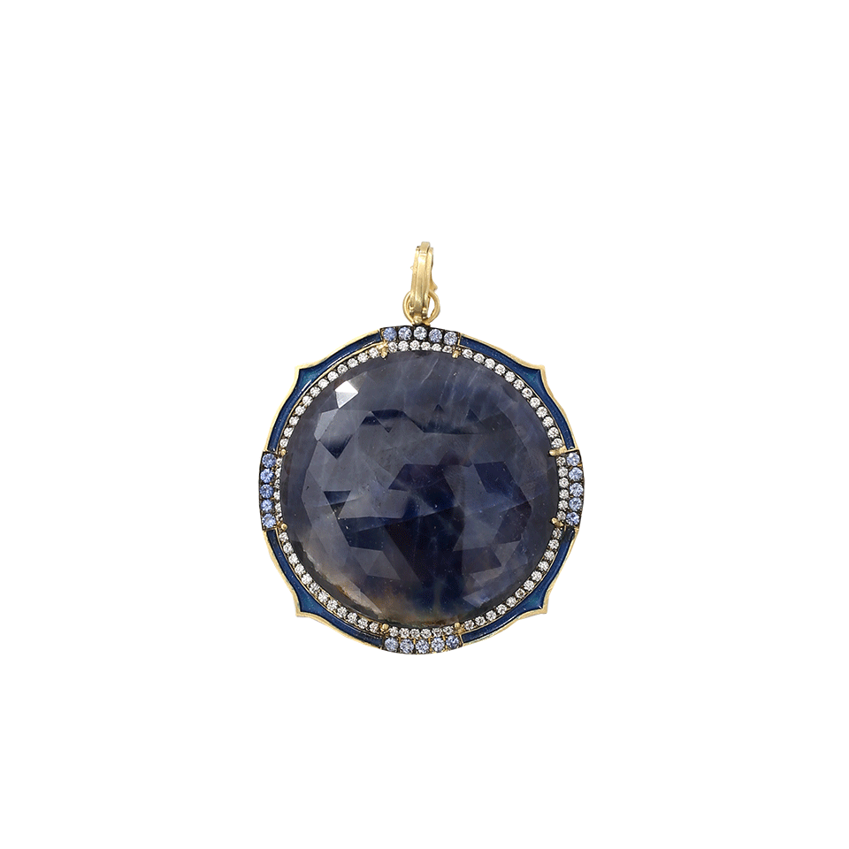 SYLVA & CIE-Sapphire And Diamond Pendant-YELLOW GOLD