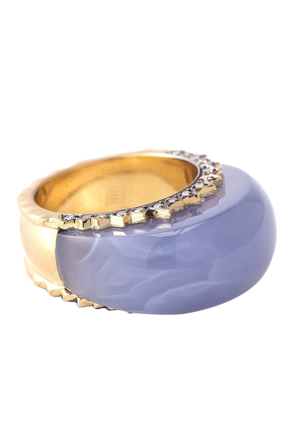 SYLVA & CIE-Blue Chalcedony and Diamond Ring-YELLOW GOLD