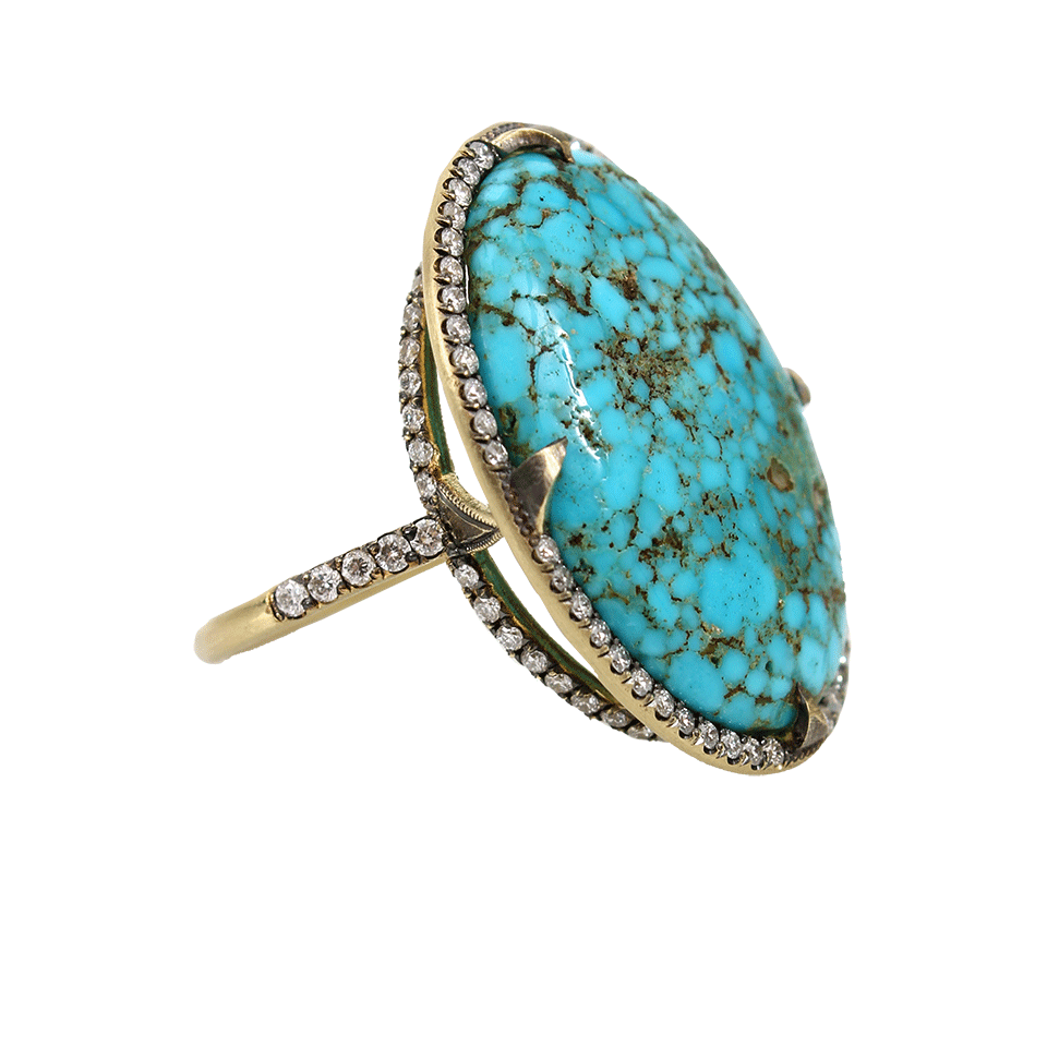 SYLVA & CIE-Kingman Turquoise Diamond Ring-YELLOW GOLD