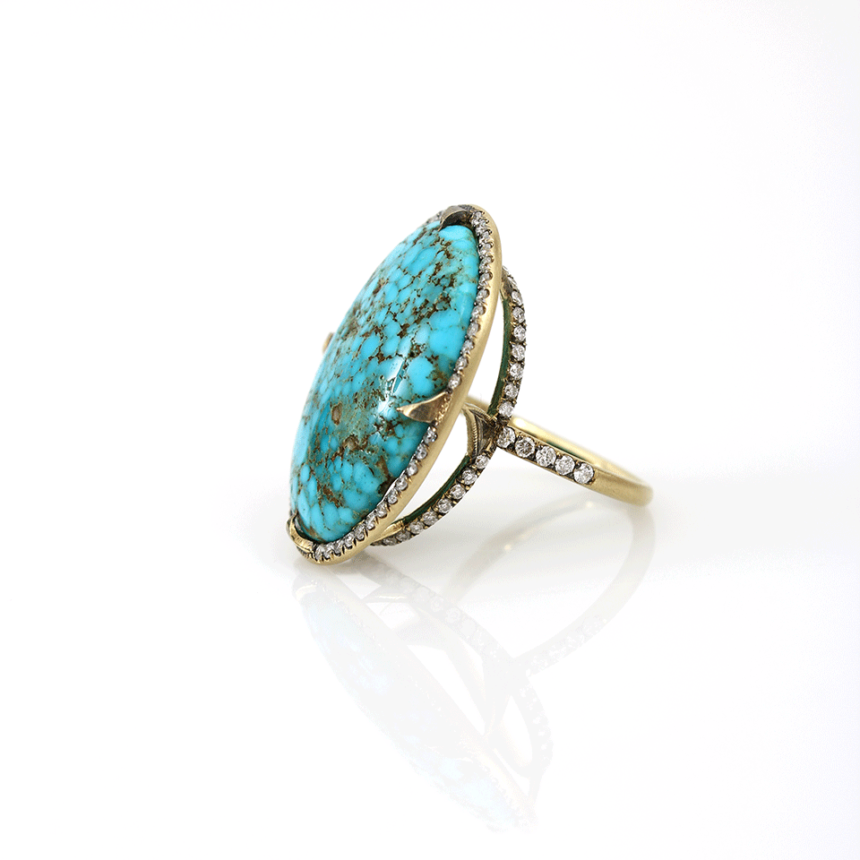 SYLVA & CIE-Kingman Turquoise Diamond Ring-YELLOW GOLD