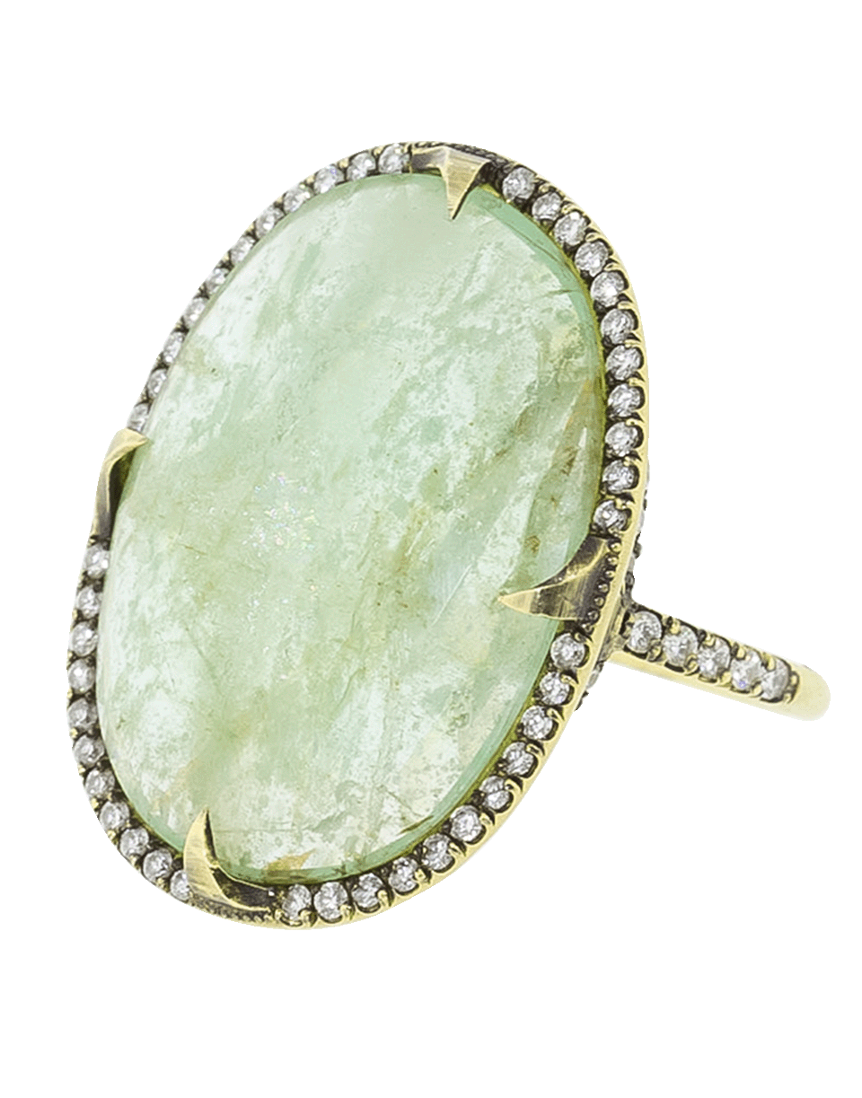 SYLVA & CIE-Emerald Oval Slice And Diamond Ring-YELLOW GOLD