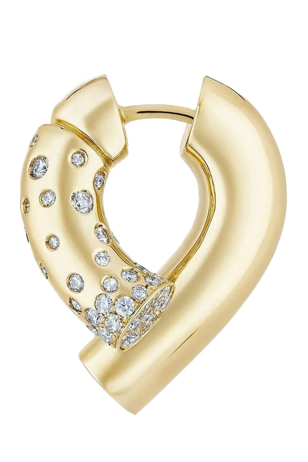 TABAYER-Yellow Gold Pave Diamond Oera Hoop Earrings-YELLOW GOLD