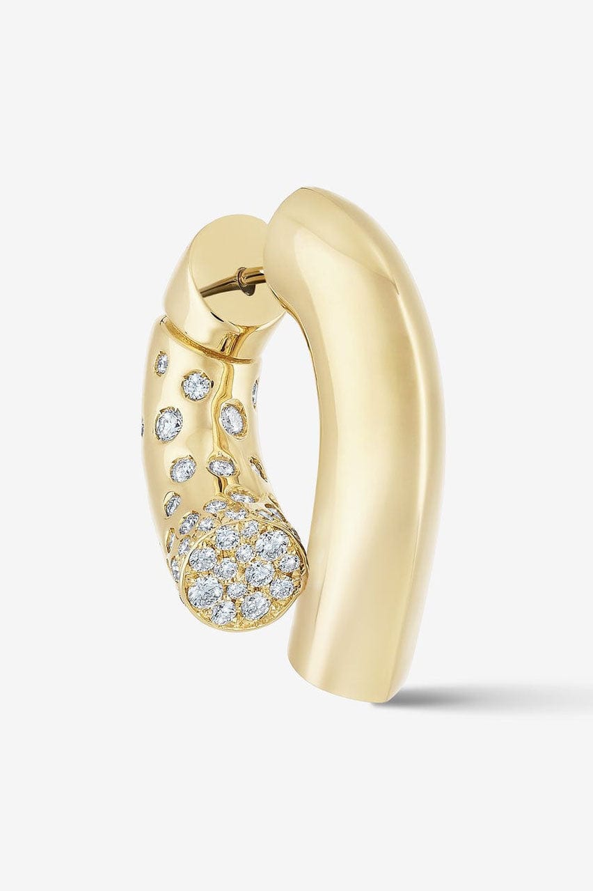 TABAYER-Yellow Gold Pave Diamond Oera Hoop Earrings-YELLOW GOLD