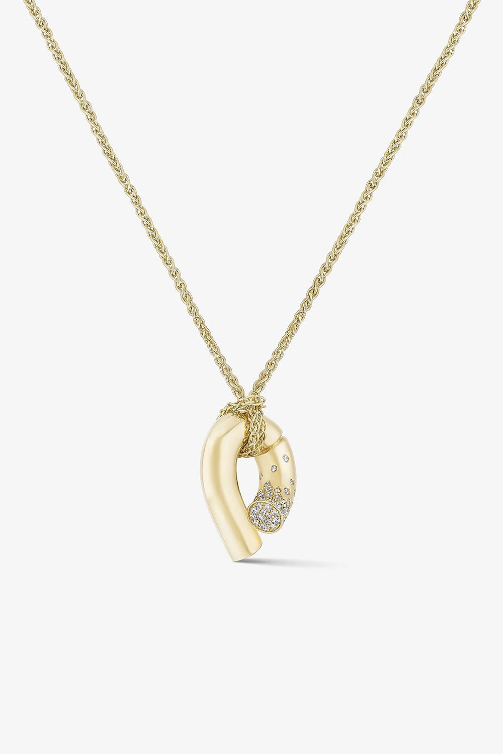 TABAYER-Oera Pave Pendant Necklace-YELLOW GOLD