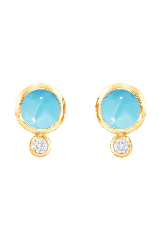 TAMARA COMOLLI-Turquoise Bouton Earrings-YELLOW GOLD