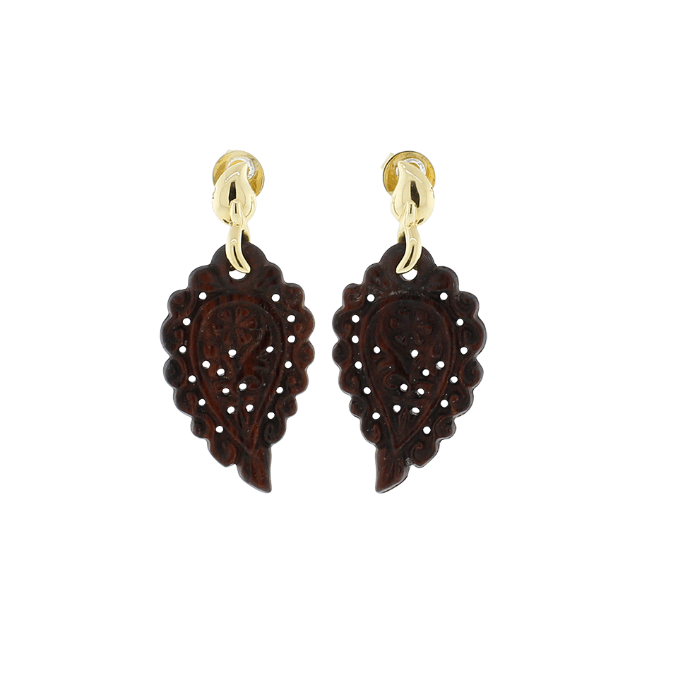 TAMARA COMOLLI-India Snake Wood Carved Earrings-YELLOW GOLD