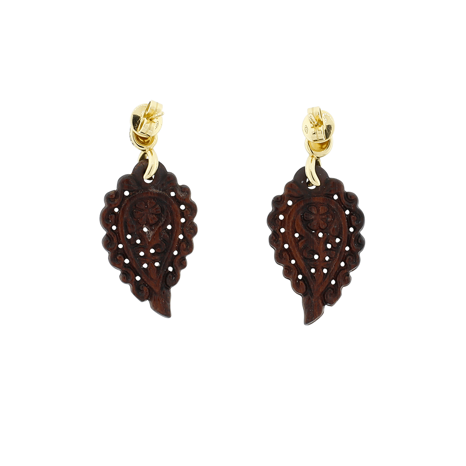 TAMARA COMOLLI-India Snake Wood Carved Earrings-YELLOW GOLD