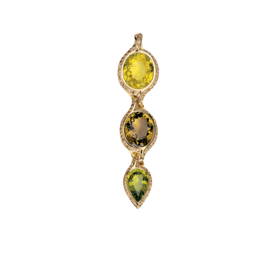 TAMARA COMOLLI-Green Tourmaline Diamond Pendant-YLLW GLD