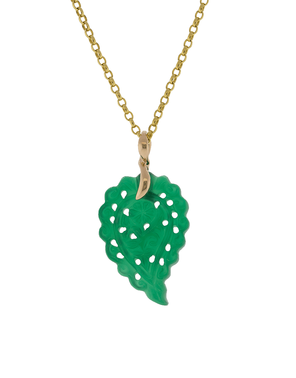 TAMARA COMOLLI-Green Onyx India Leaf Pendant-ROSE GOLD
