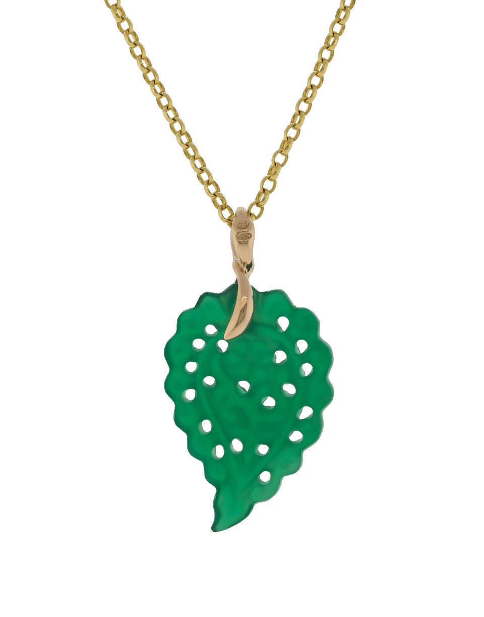 TAMARA COMOLLI-Green Onyx India Leaf Pendant-ROSE GOLD