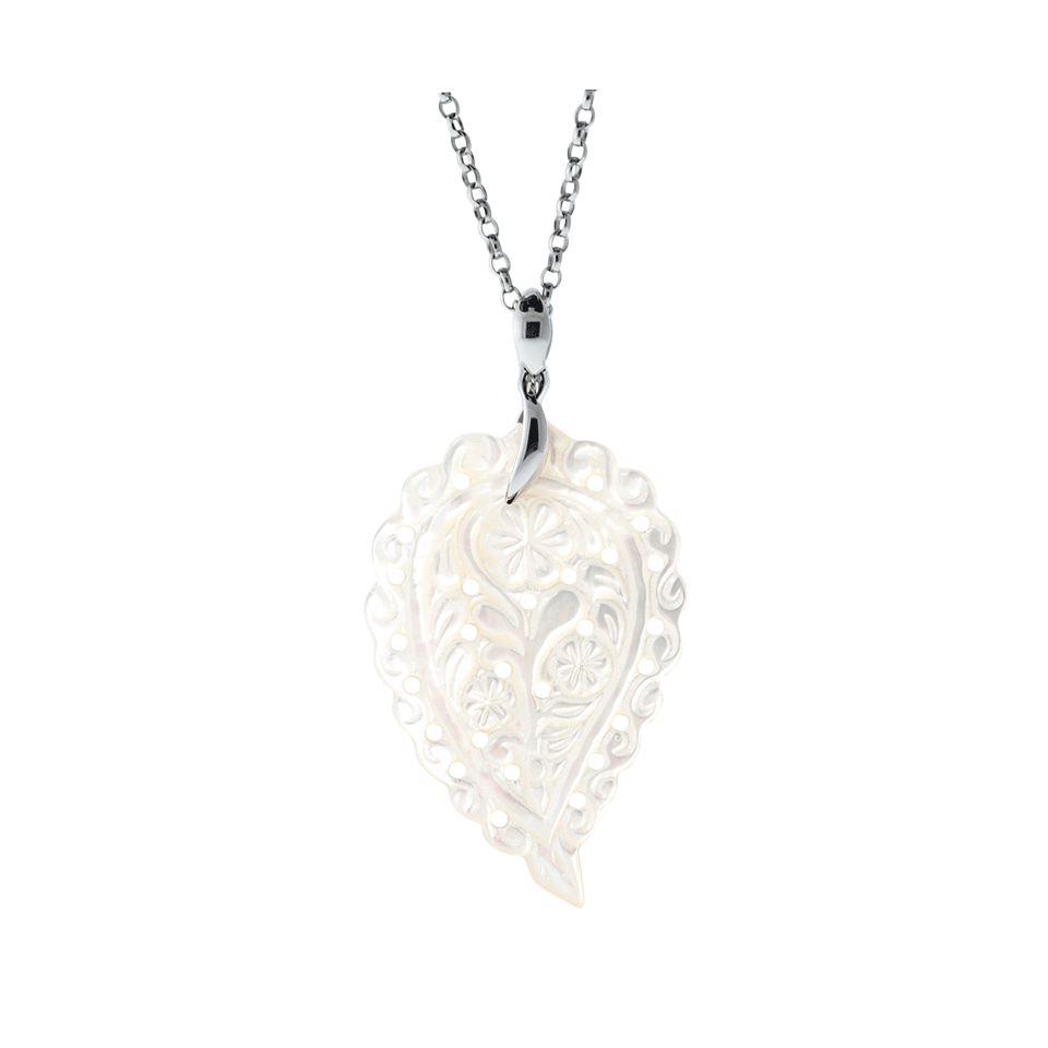 TAMARA COMOLLI-Large Mother Of Pearl Carved India Pendant-WHITE GOLD