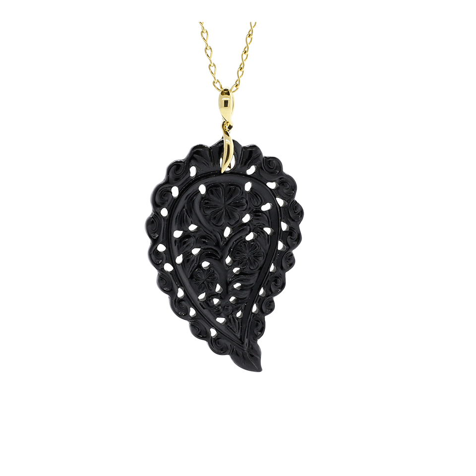 TAMARA COMOLLI-Medium Black Onyx Carved India Pendant-YELLOW GOLD