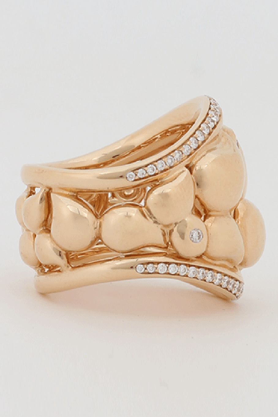 TAMARA COMOLLI-Medium Diamond Paveline Lace Ring-ROSE GOLD