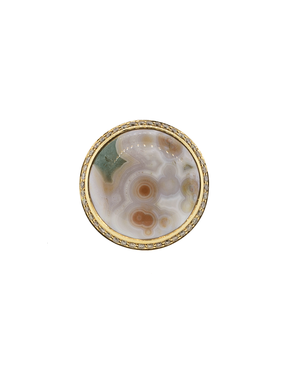 TAMARA COMOLLI-Large Ocean Jasper Cabochon Ring-ROSE GOLD