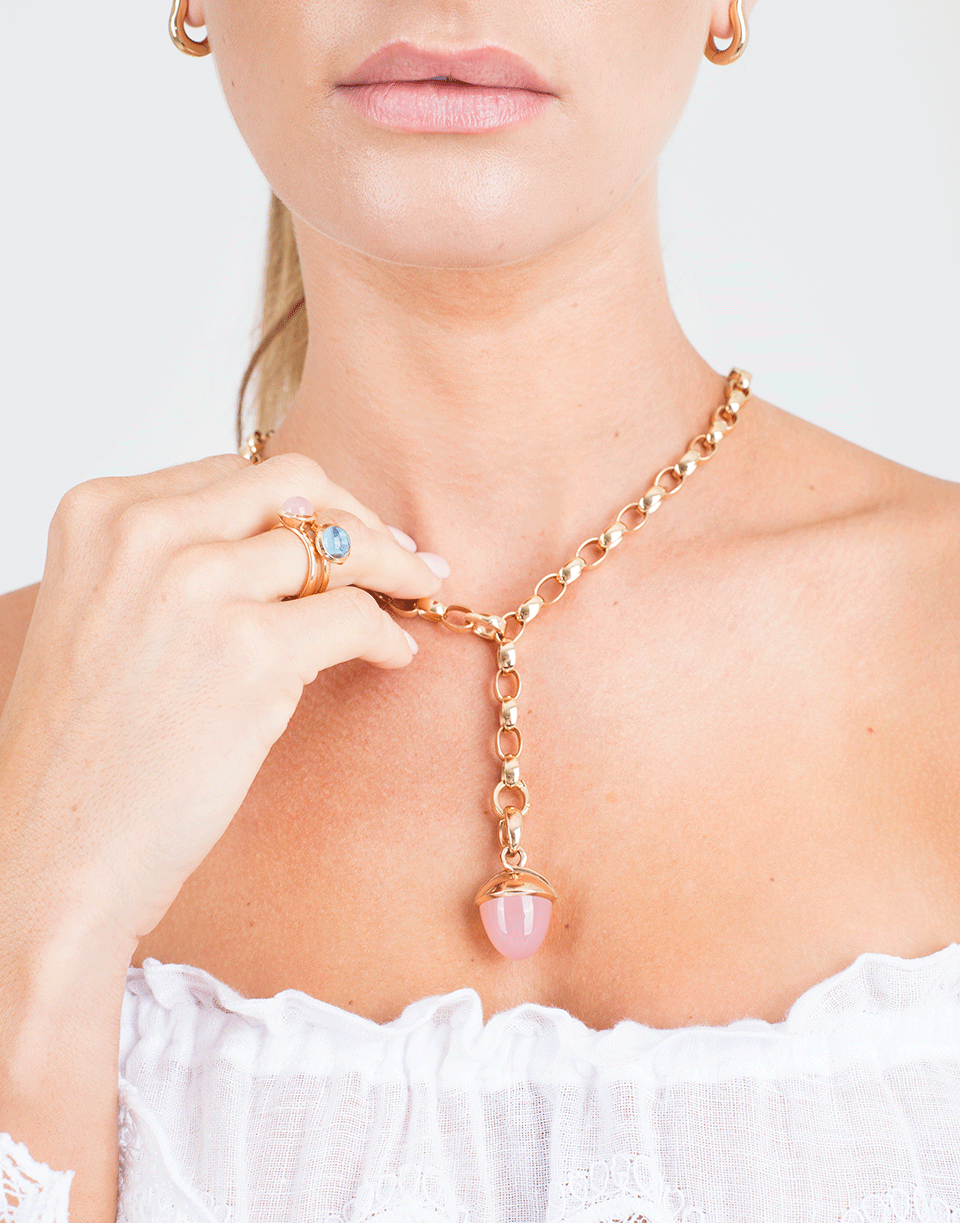 TAMARA COMOLLI-Small Pink Chalcedony Bouton Ring-ROSE GOLD