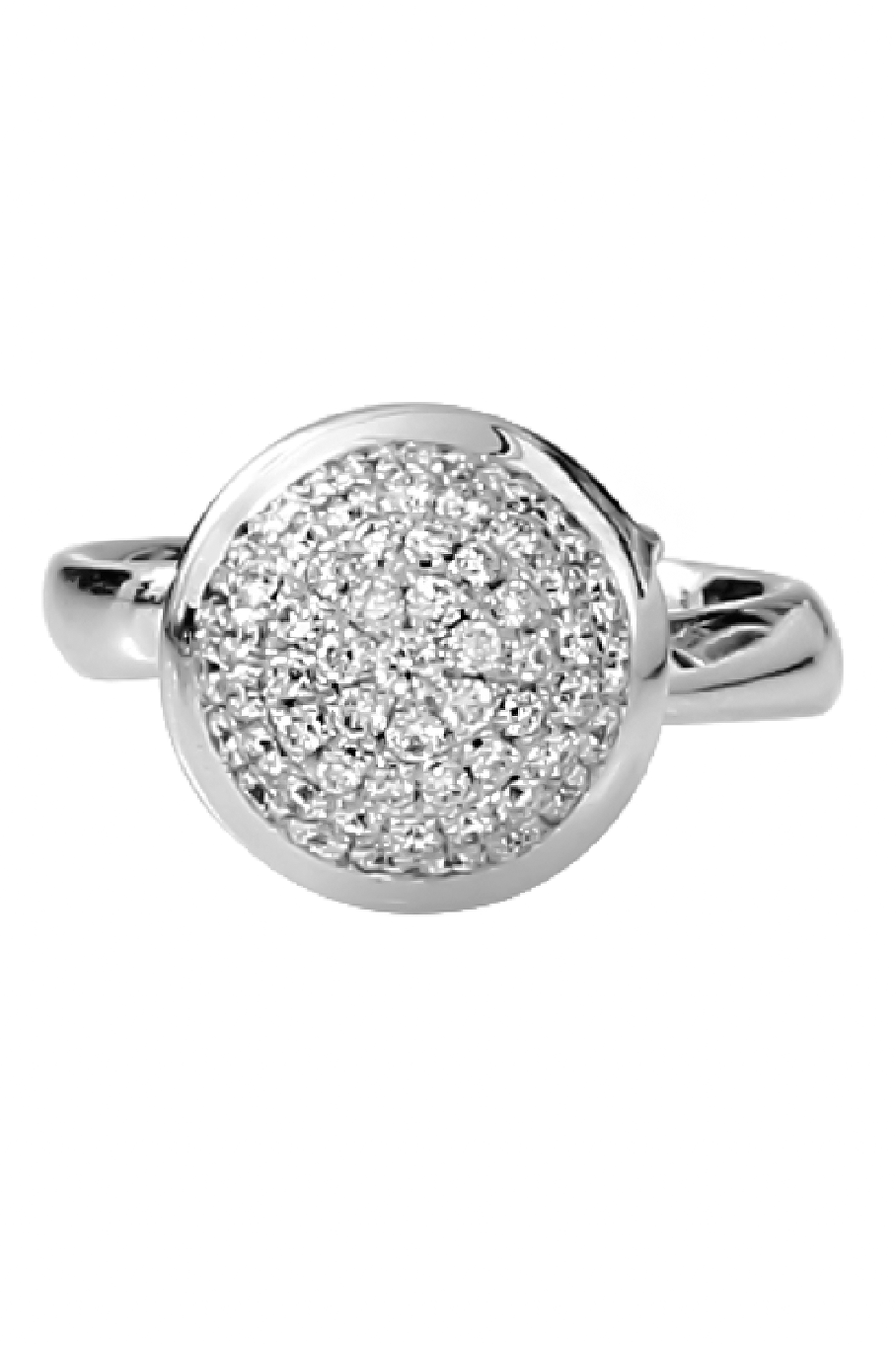 TAMARA COMOLLI-Large Diamond Pave Bouton Ring-WHITE GOLD