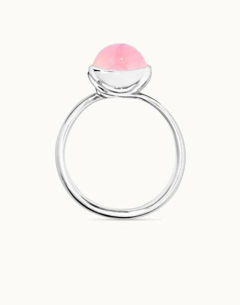 TAMARA COMOLLI-Small Pink Chalcedony Bouton Ring-WHITE GOLD