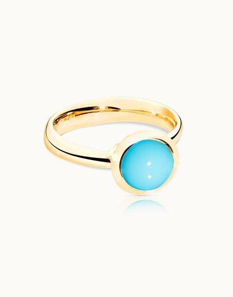 TAMARA COMOLLI-Small Turquoise Bouton Ring-YELLOW GOLD