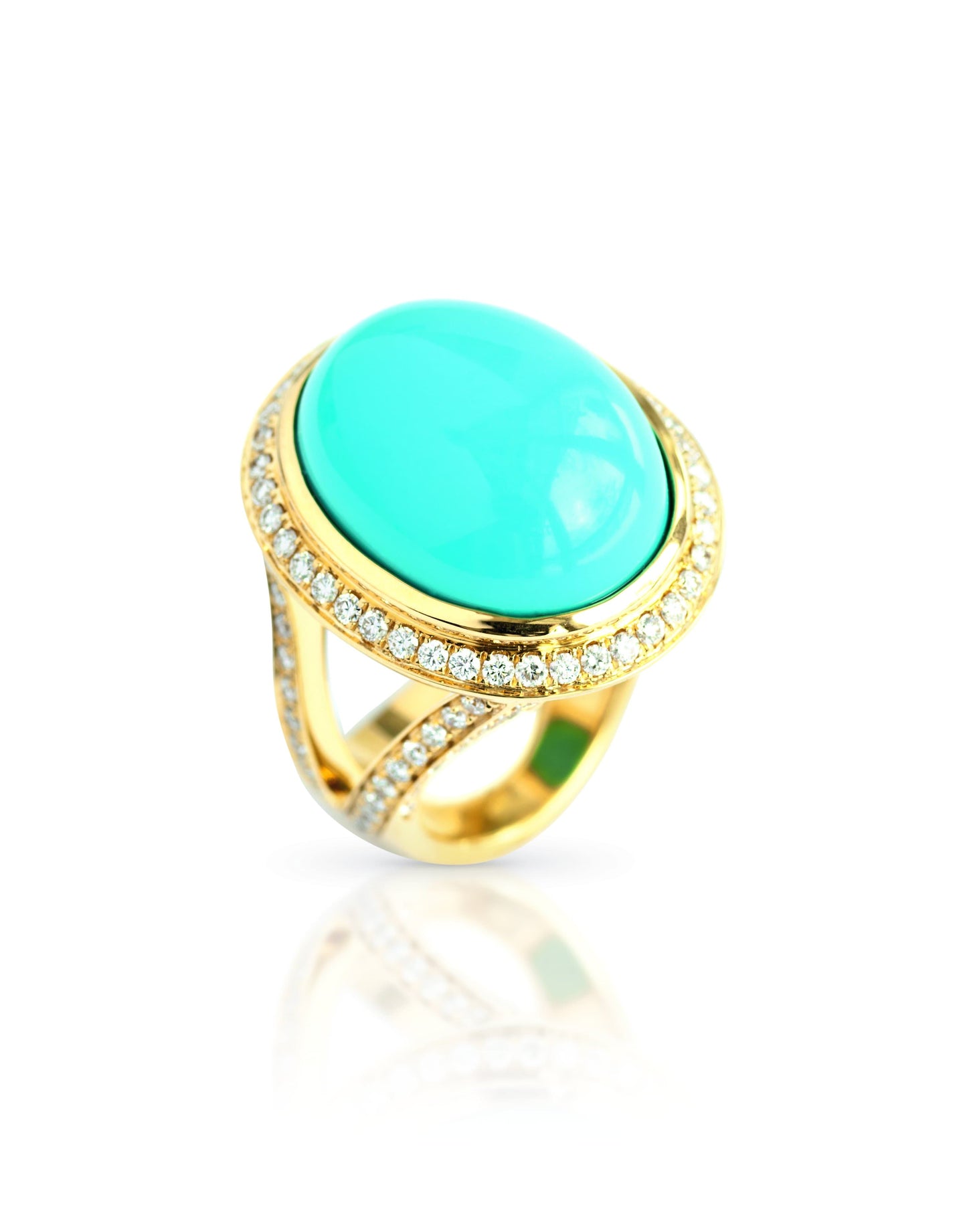 TAMARA COMOLLI-Turquoise and Diamond Cushion Ring-YELLOW GOLD