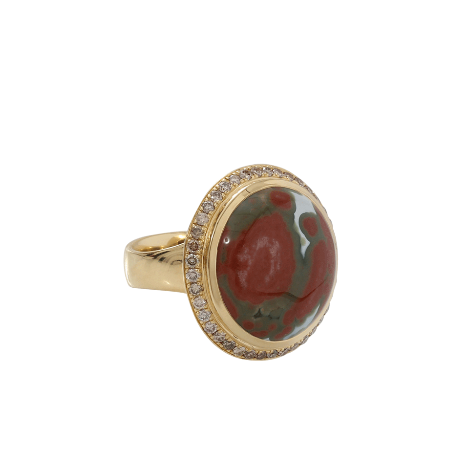 TAMARA COMOLLI-Ocean Jasper And Diamond Ring-YELLOW GOLD