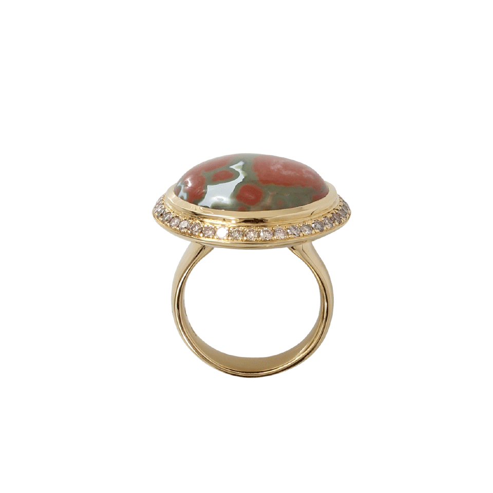 TAMARA COMOLLI-Ocean Jasper And Diamond Ring-YELLOW GOLD