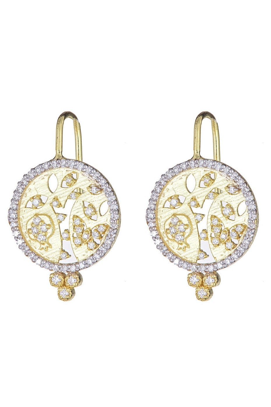 TANYA FARAH-Tree of Life Cutout Diamond Earrings-YELLOW GOLD