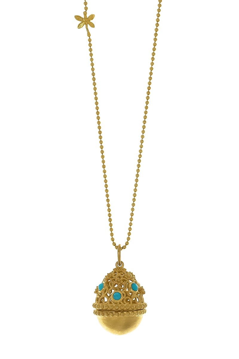 TANYA FARAH-Turquoise Egg Pendant Necklace-YELLOW GOLD